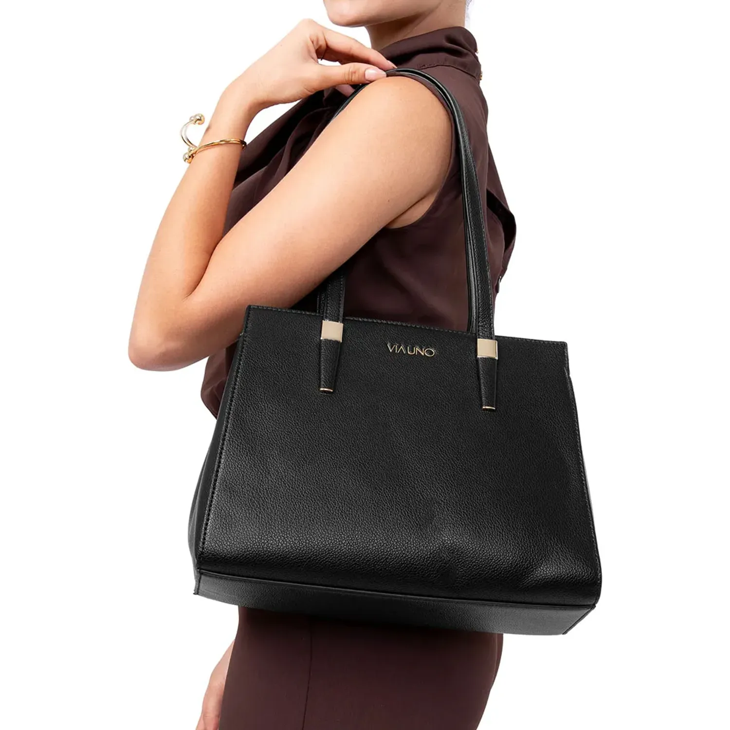 VIA UNO Cartera Via Uno Casual Mujer Rx9147 color negro | Platanitos