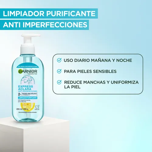 GARNIER Limpiador Facial Purificante Cleanser Anti Imperfecciones 200ml