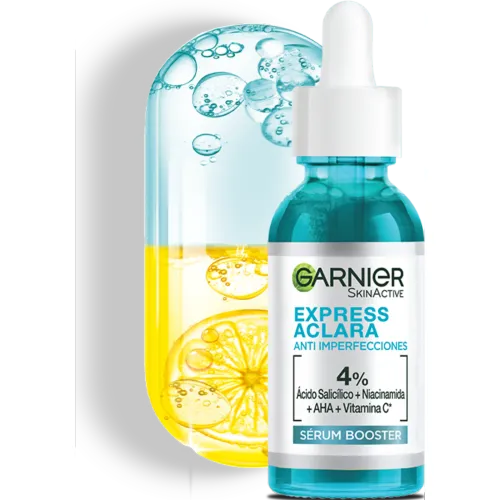 Serum Garnier Facial Booster Anti Imperfecciones 30ml color celeste | Platanitos