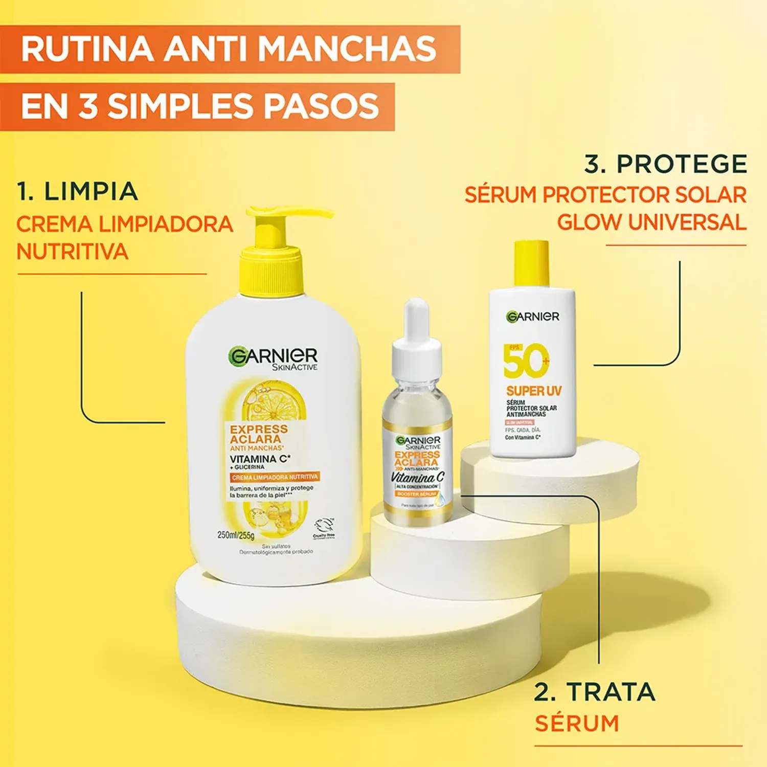 Bloqueador Garnier Fluido Glow Universal Super Uv color blanco / amarillo | Platanitos