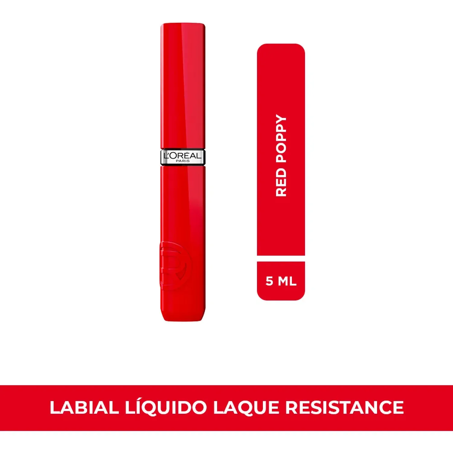 Labial L'oréal Paris Liquido Infallible Laque Resistance color 410 red poppy | Platanitos
