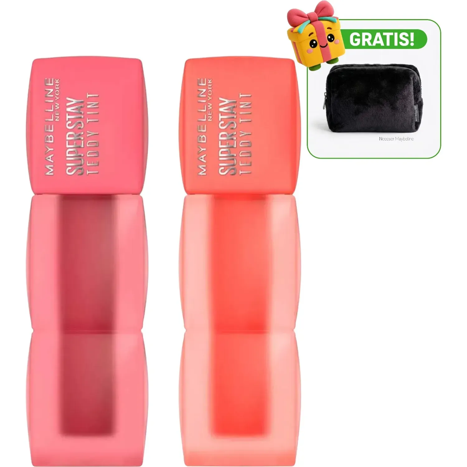 MAYBELLINE Pack Maybelline Labial Duo Pack Tinta De Labios Maybelline Super Stay Teddy Tint color kneehigh + baby tee | Platanitos