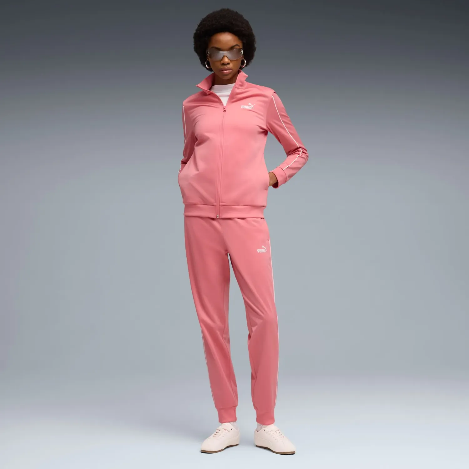 Conjunto Puma Deportivo Mujer Poly Suit Cl color rosado | Platanitos