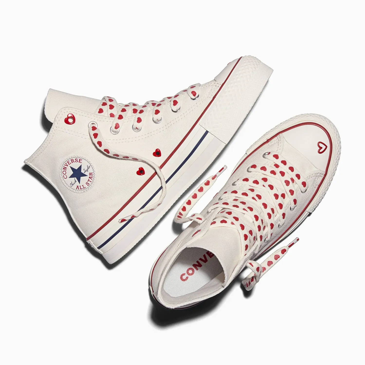 Zapatillas Converse Urbanas Unisex Chuck Taylor All Star Eva Lift Platform Hearts color blanco | Platanitos
