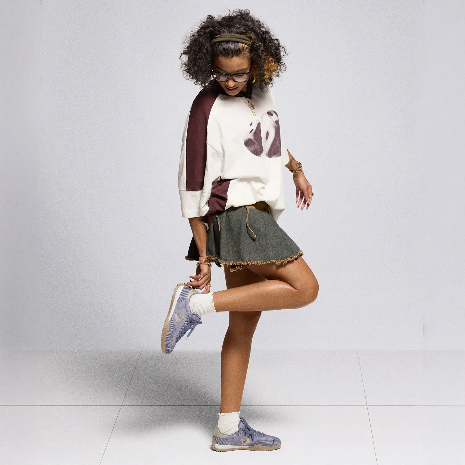 Zapatillas Converse Urbanas Unisex Run Star Trainer Stitched Suede color lila | Platanitos