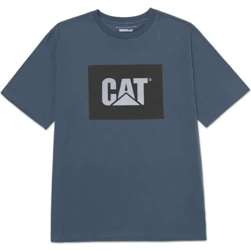 Polo Cat Manga Corta Hombre T-Shirt Reflective Cat Logo Tee color azul | Platanitos
