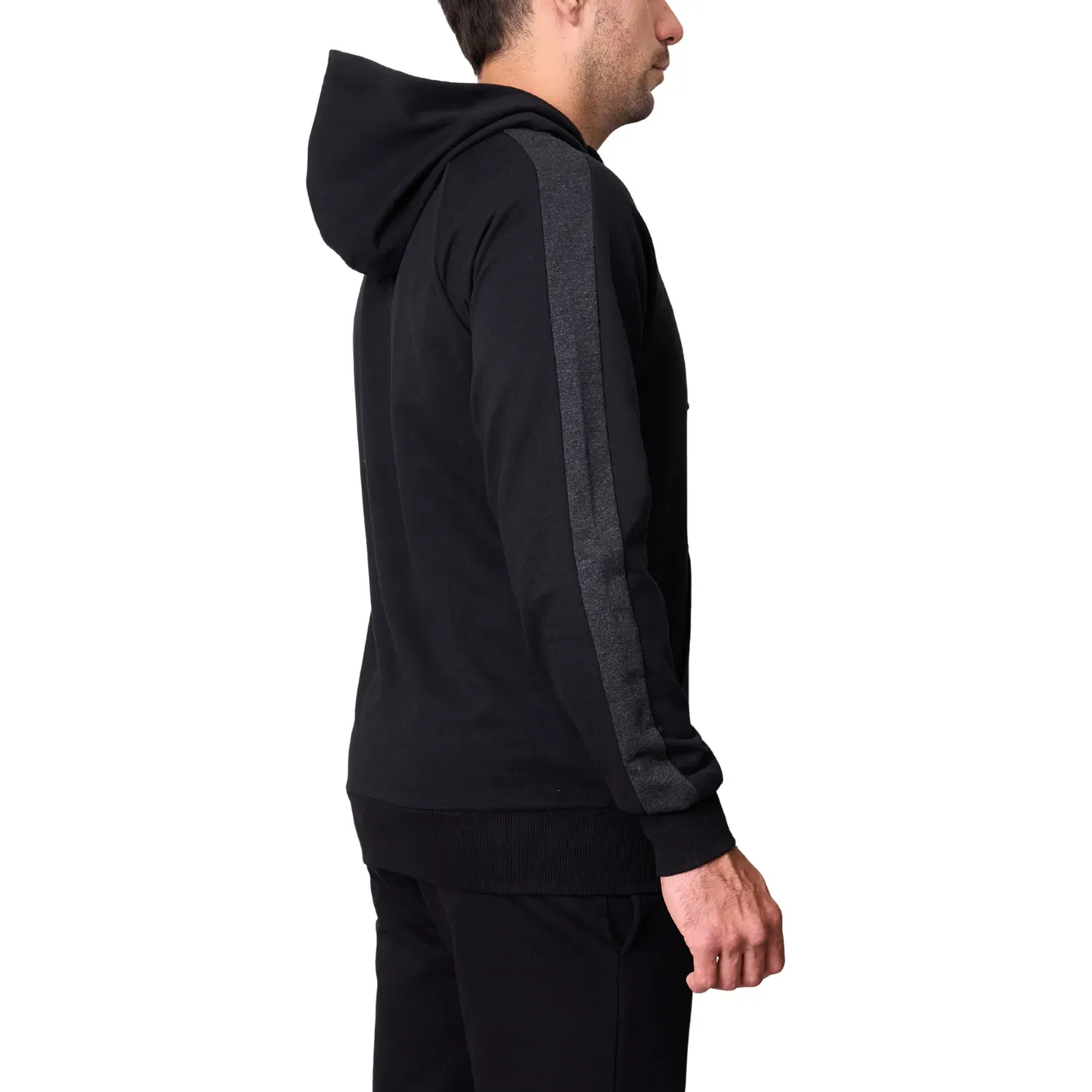 Polera Umbro Deportiva Hombre Small Logo Hoodie color negro / gris | Platanitos