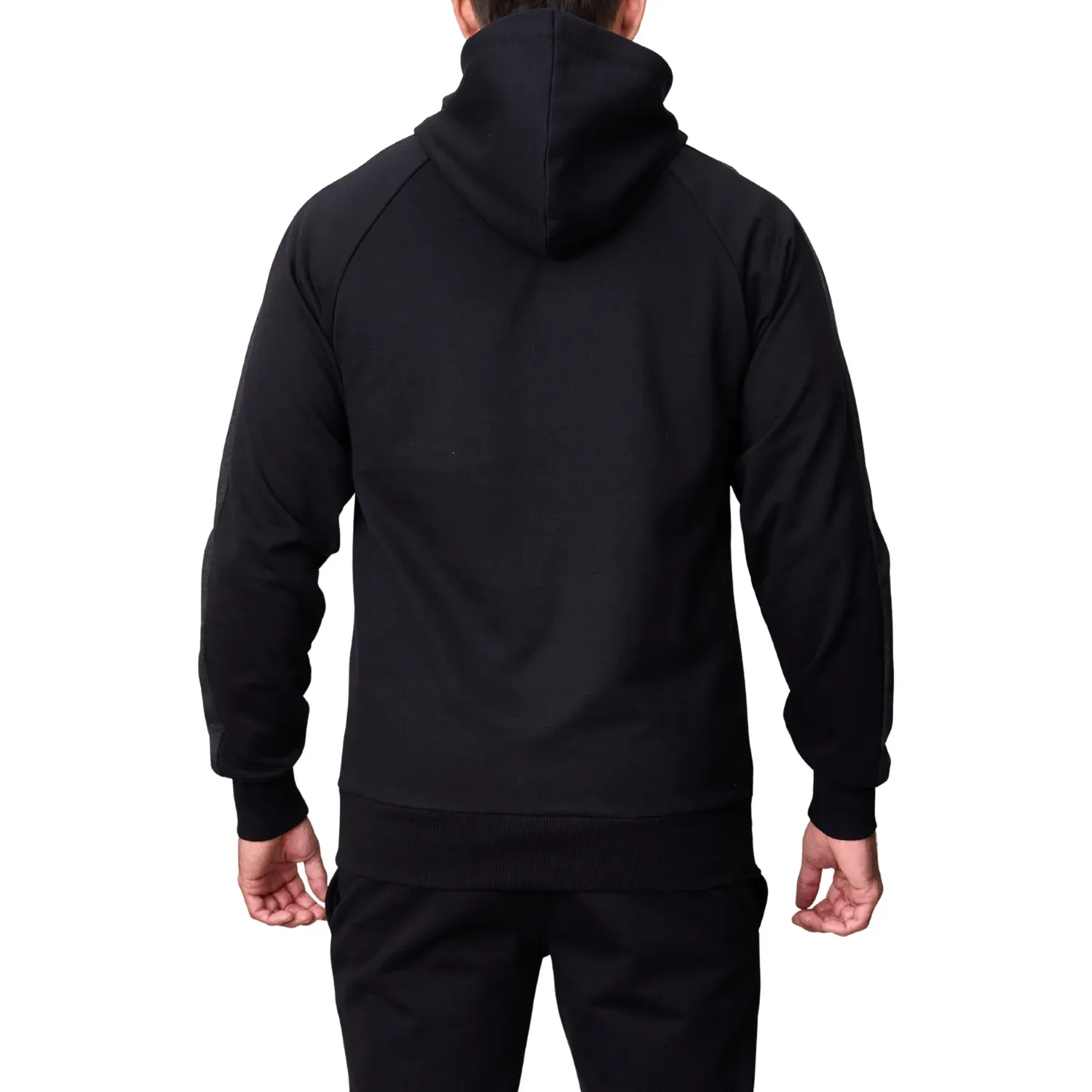 Polera Umbro Deportiva Hombre Small Logo Hoodie color negro / gris | Platanitos