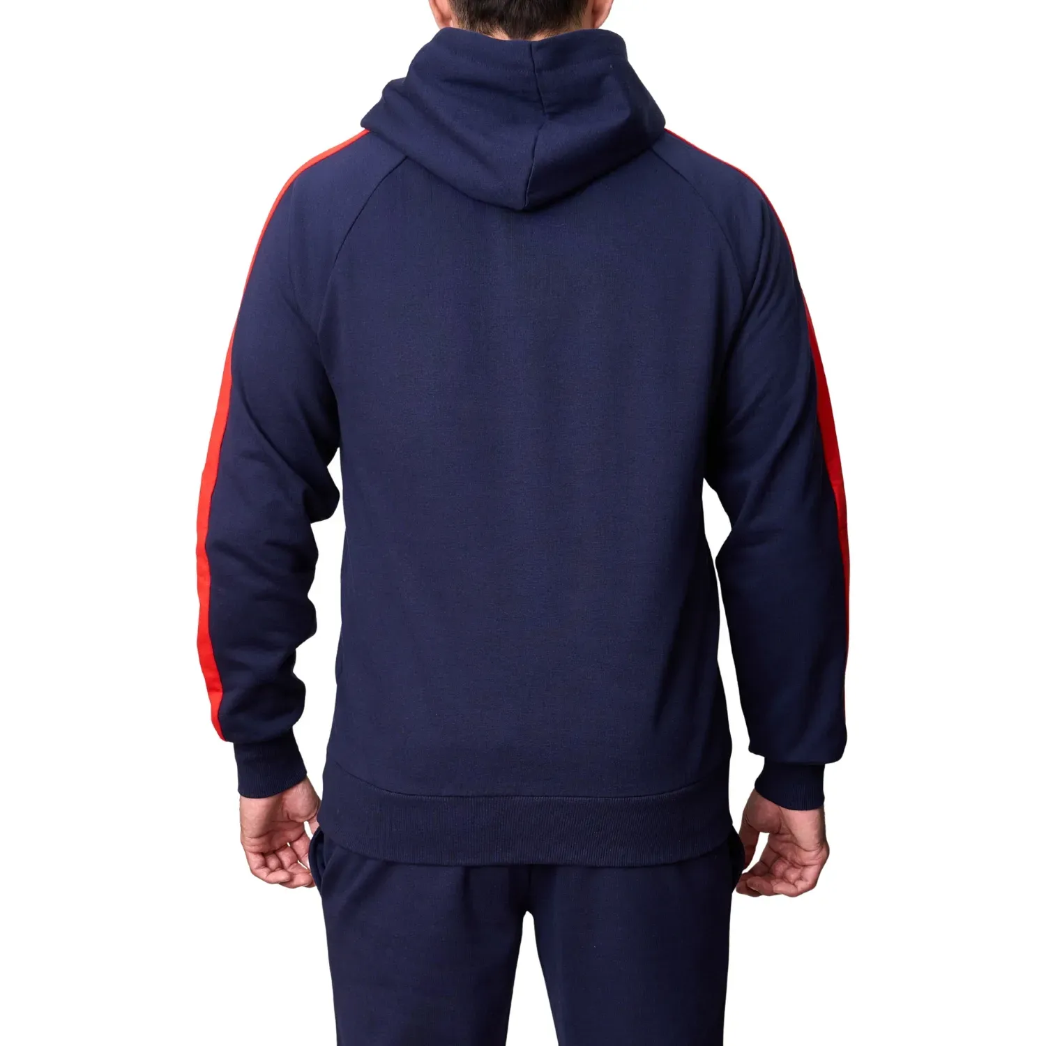 Polera Umbro Deportiva Hombre Small Logo Hoodie color navy / rojo | Platanitos
