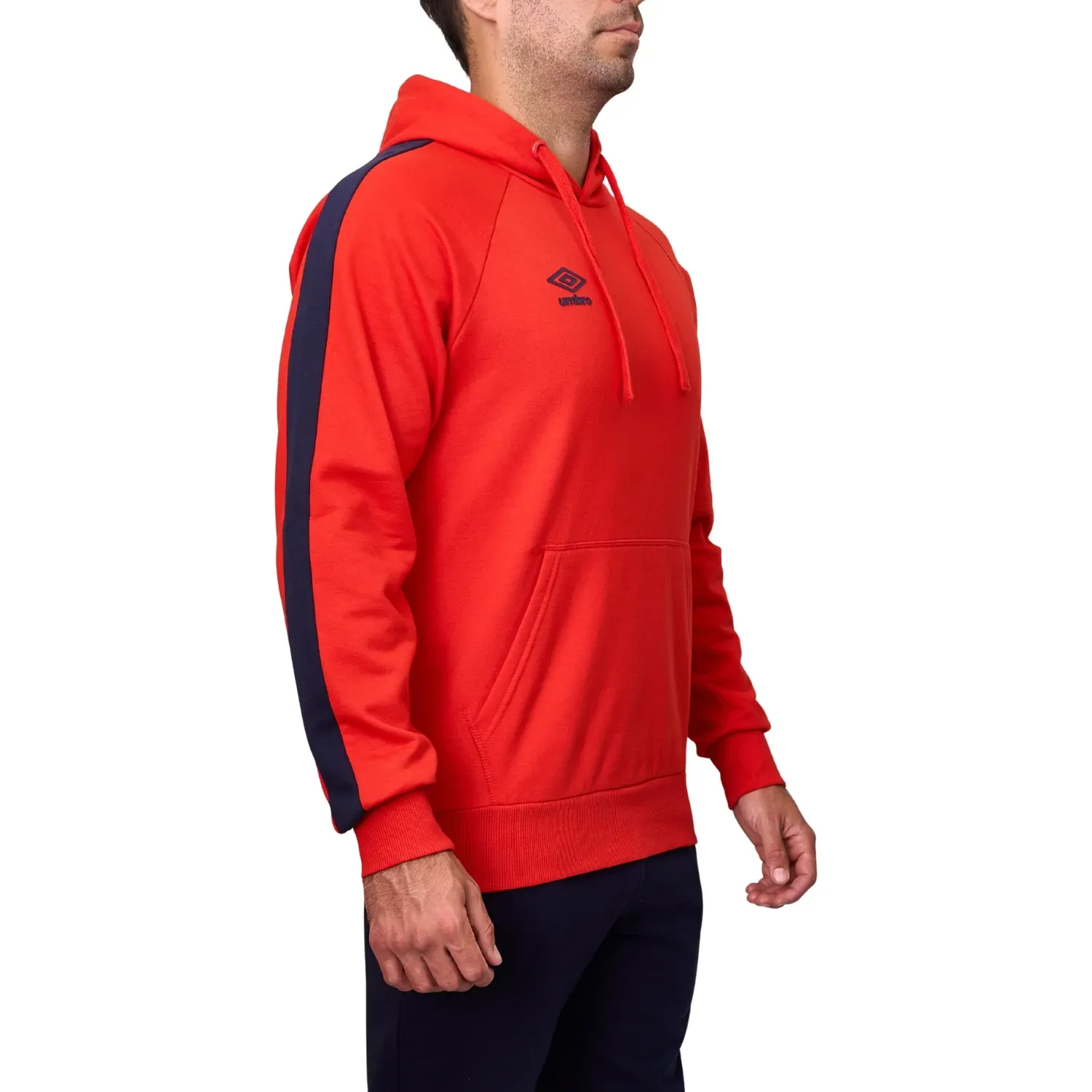 Polera Umbro Deportiva Hombre Small Logo Hoodie color rojo / azul | Platanitos