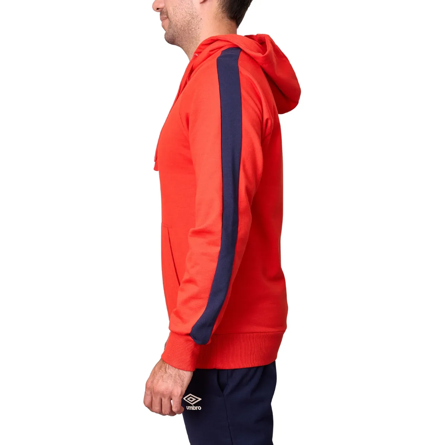 Polera Umbro Deportiva Hombre Small Logo Hoodie color rojo / azul | Platanitos