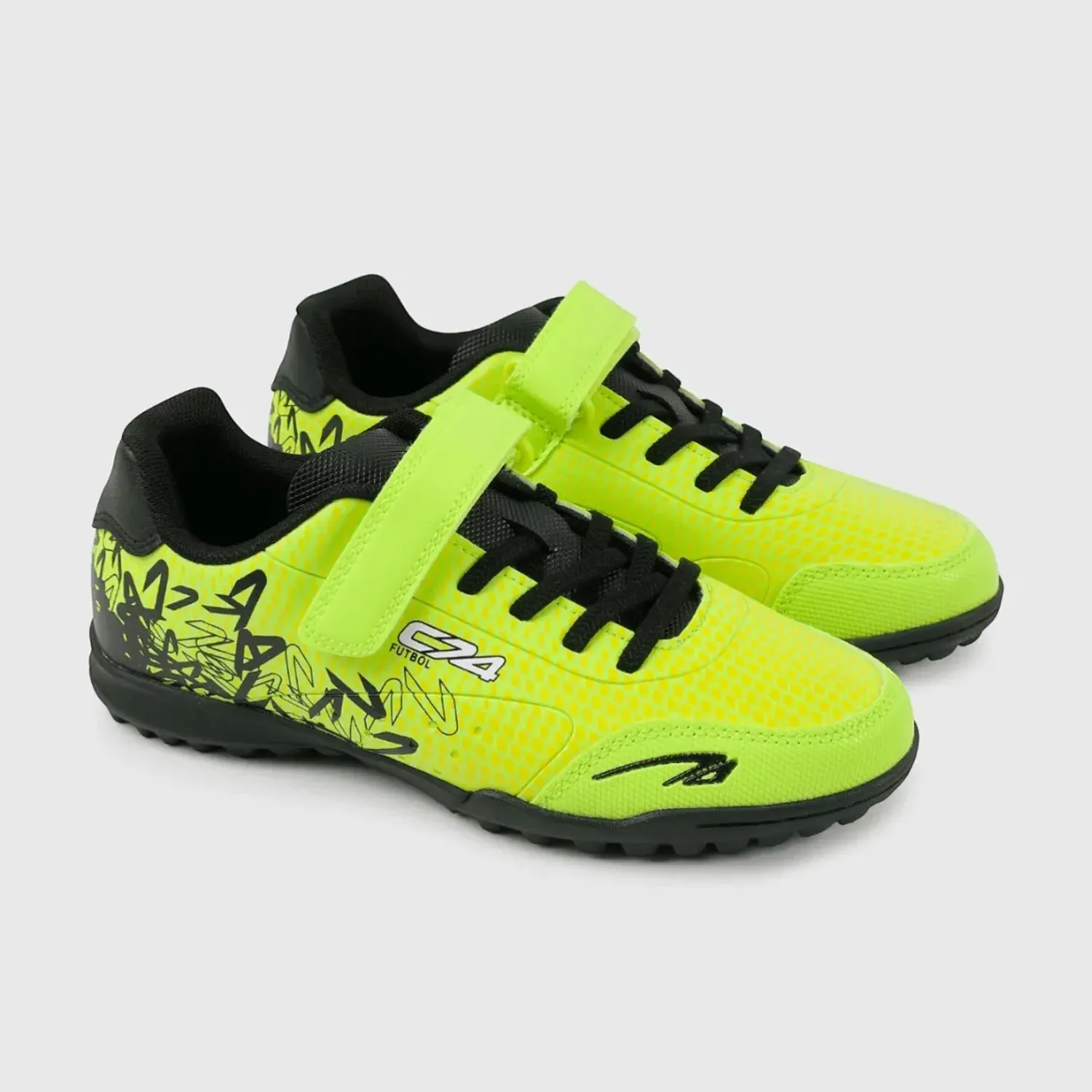 Zapatillas Colloky De Futbol Niños Kunix 58650270i25 color amarillo neon / negro | Platanitos