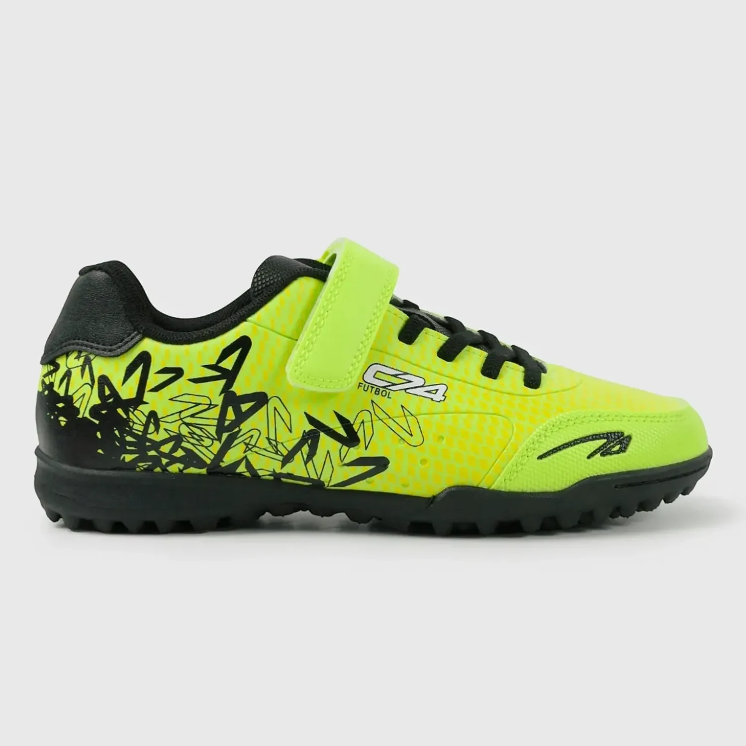Zapatillas Colloky De Futbol Niños Kunix 58650270i25 color amarillo neon / negro | Platanitos