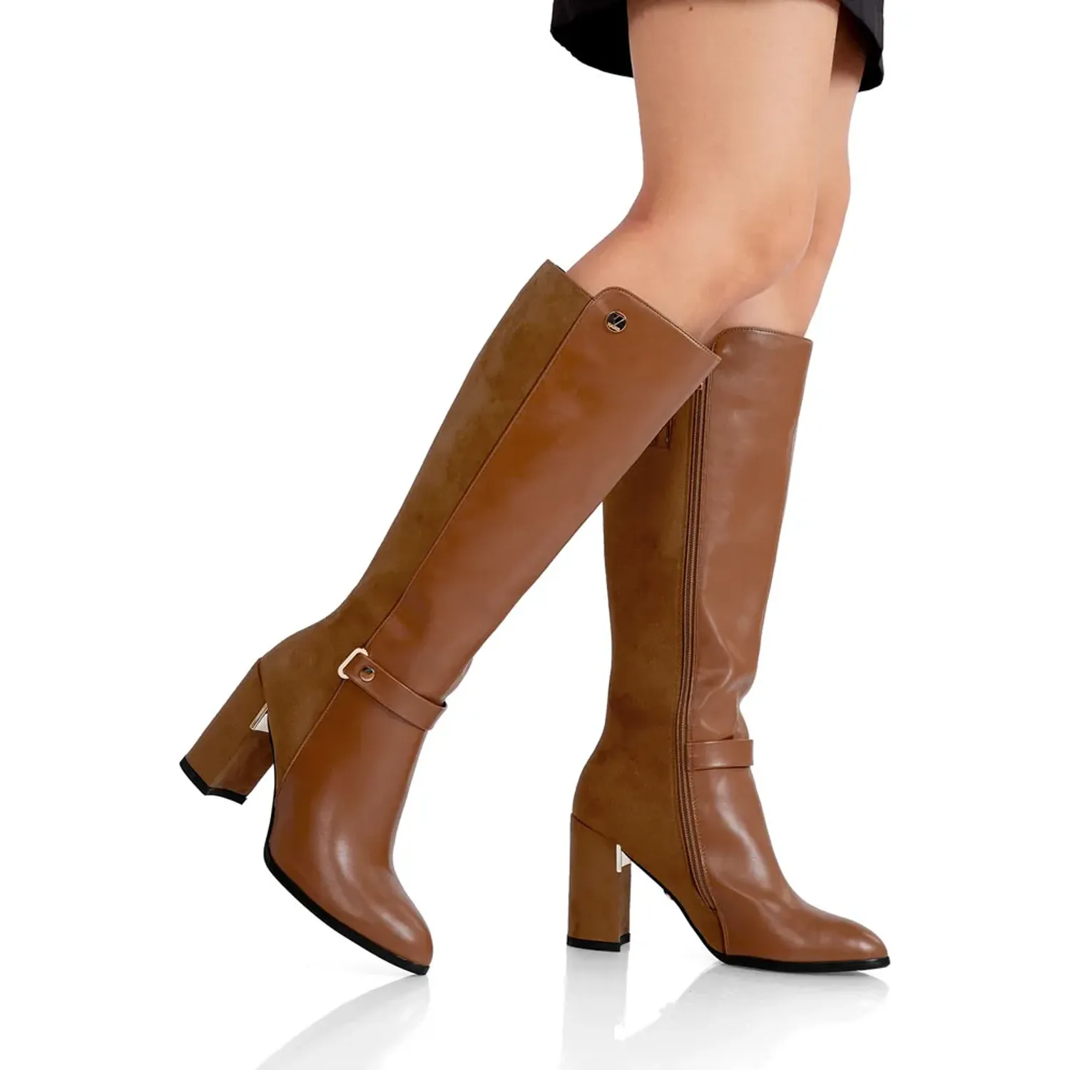 Bota Via Uno De Vestir Mujer Df3066-R891-2 color tan | Platanitos