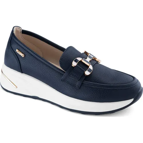 Mocasin Via Uno  Mujer H82232-30 color azul | Platanitos