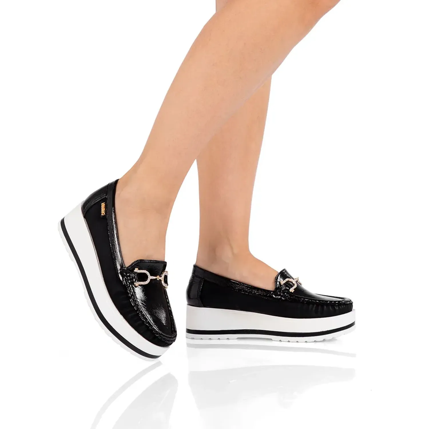 Mocasin Via Uno  Mujer 3j8928-5 color black | Platanitos