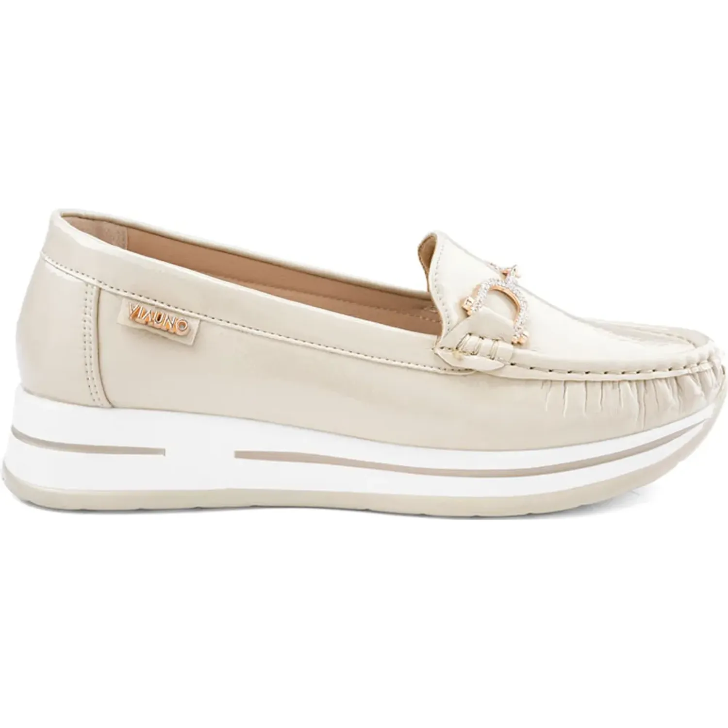 Mocasin Via Uno  Mujer 3y9468-2 color beige | Platanitos