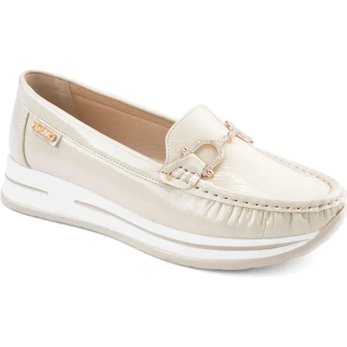 Mocasin Via Uno  Mujer 3y9468-2 color beige | Platanitos