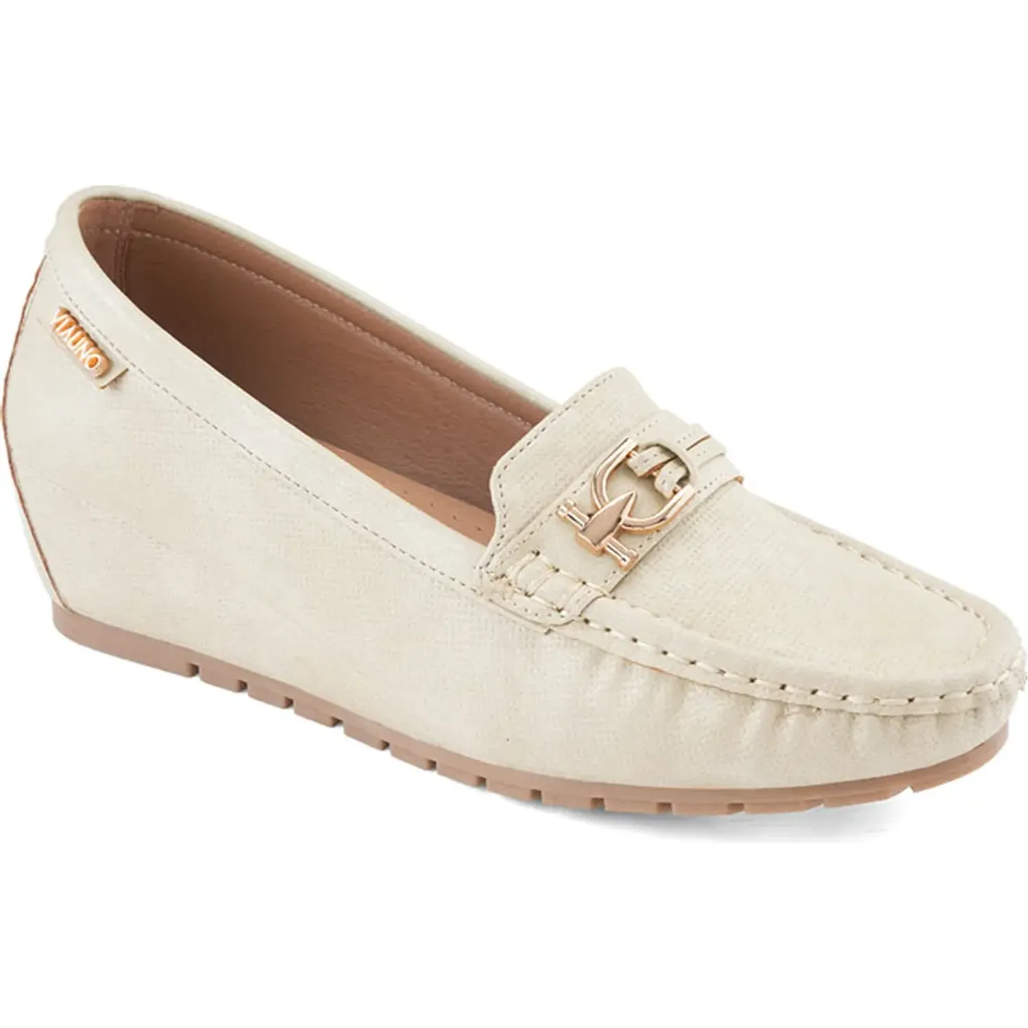 Mocasin Via Uno  Mujer 3z8984-3 color beige | Platanitos