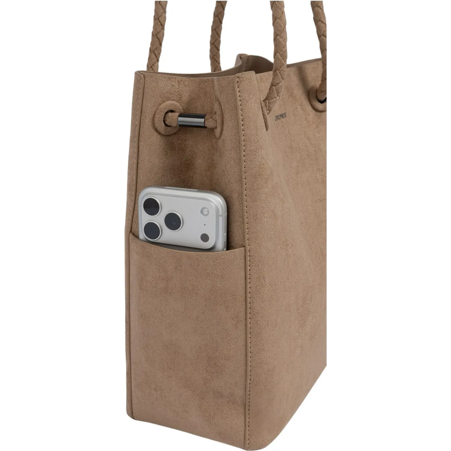 Bolso Crepier Bucket Mujer Emiliana Grande color topo | Platanitos