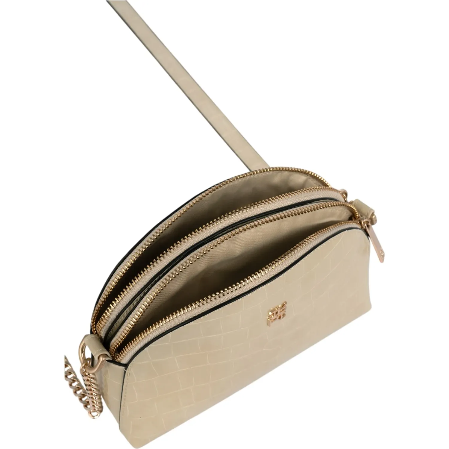 Bolso Crepier Crossbody Mujer Fina Chico color beige | Platanitos