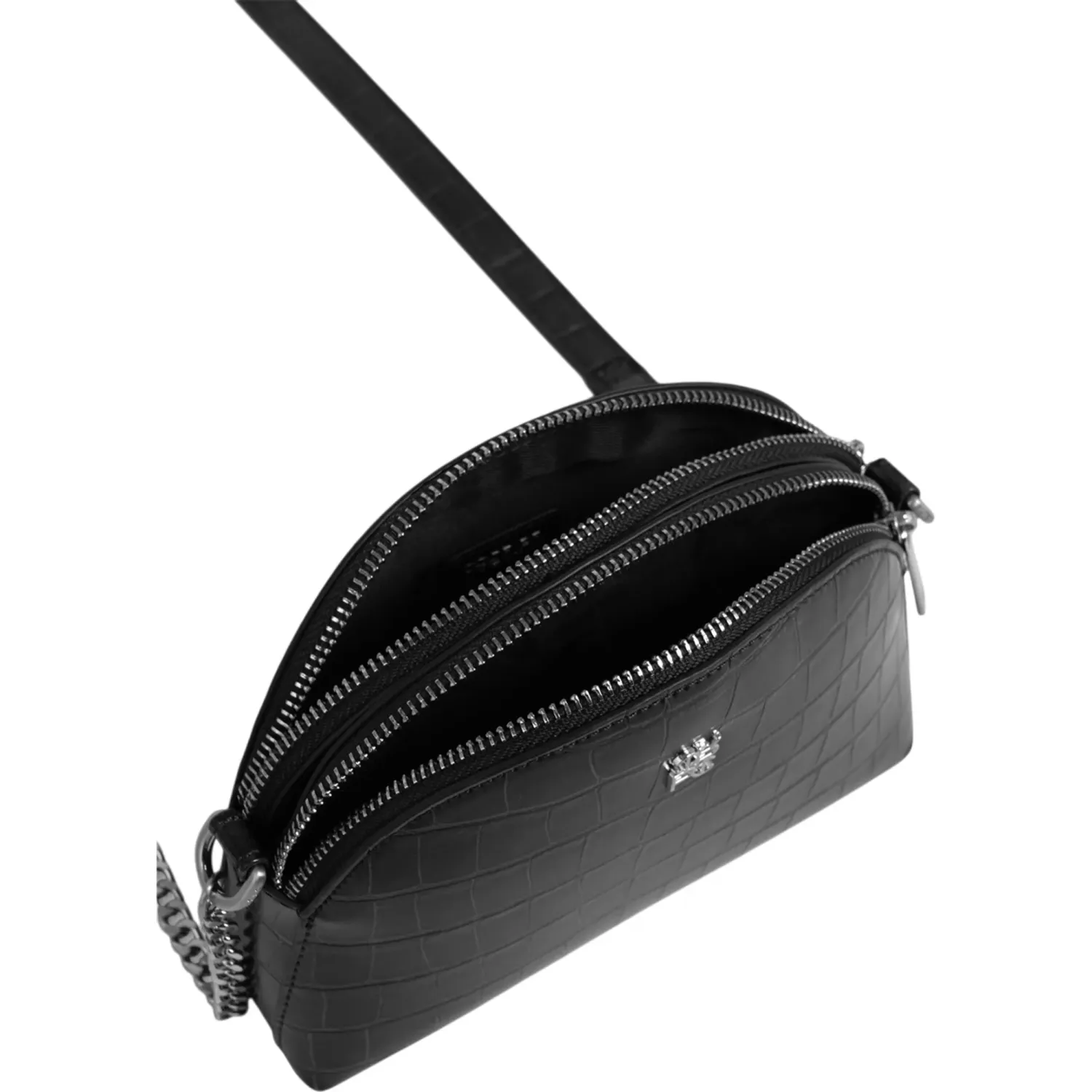 Bolso Crepier Crossbody Mujer Fina Chico color negro | Platanitos