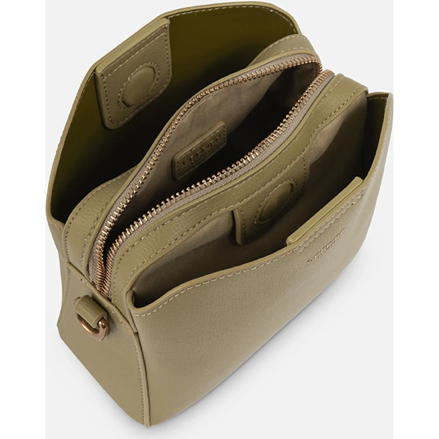 Bolso Crepier Crossbody Mujer Moirana Chico color olivo | Platanitos