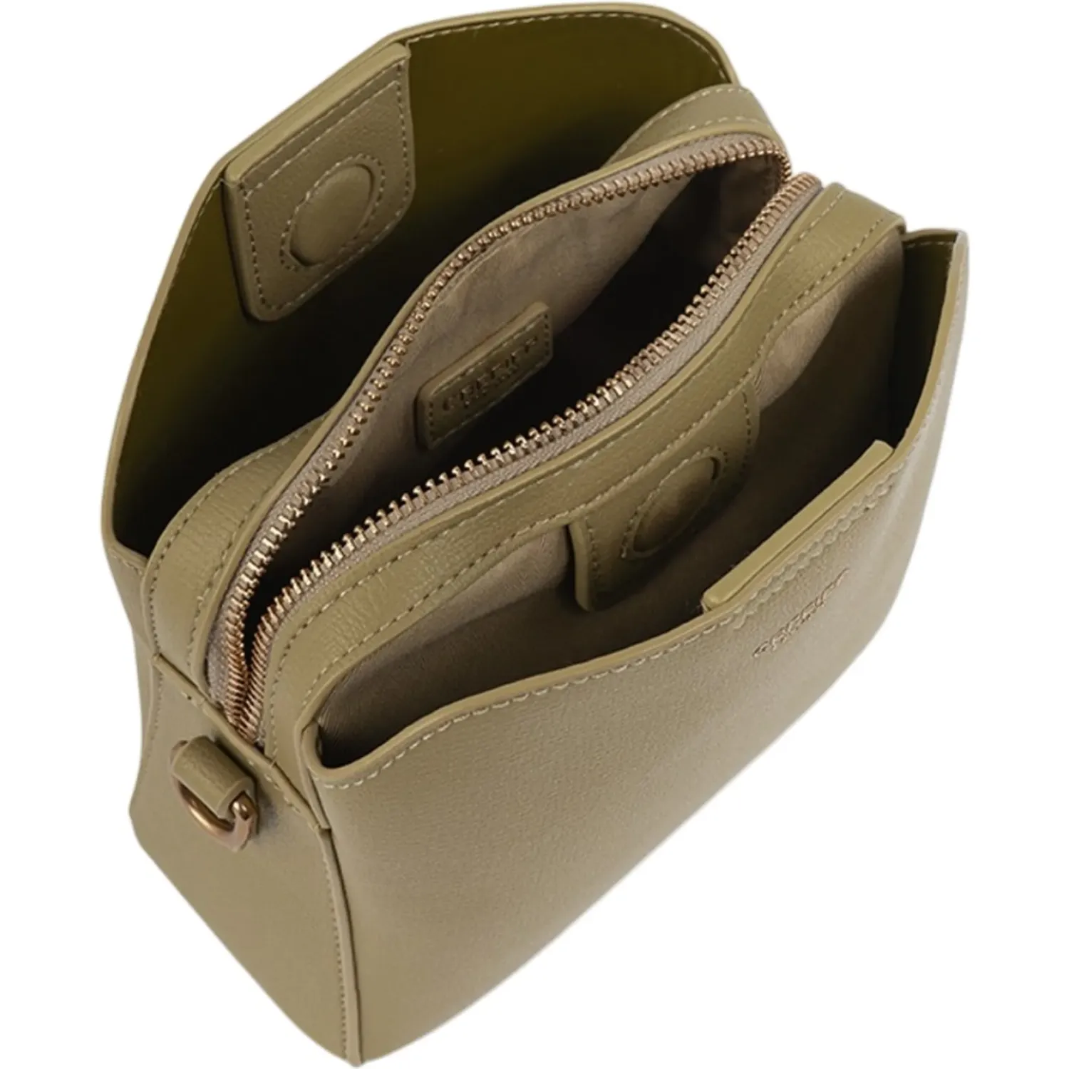 Bolso Crepier Crossbody Mujer Moirana Chico color olivo | Platanitos