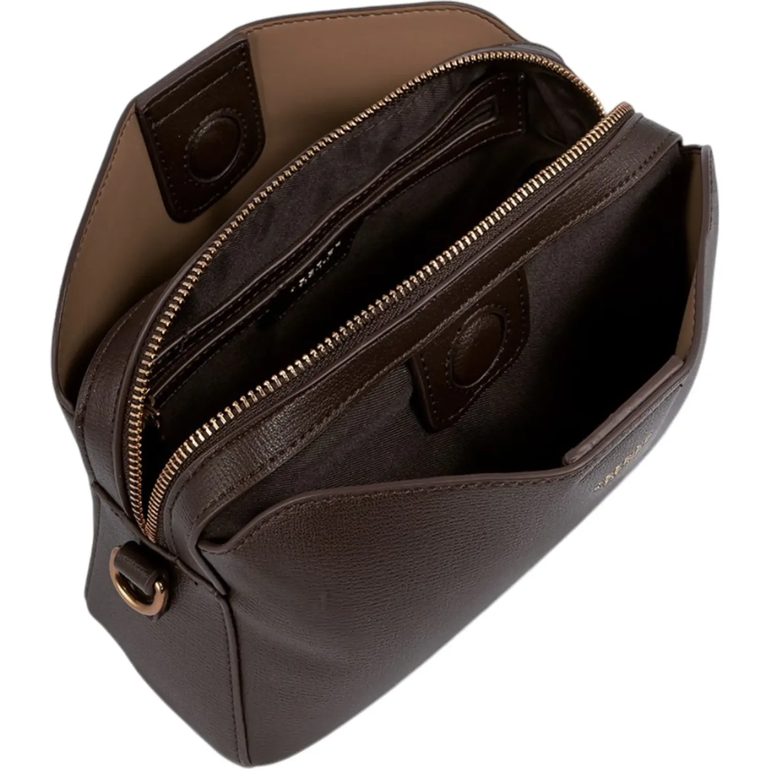 Bolso Crepier Crossbody Mujer Moirana Mediano color marron oscuro | Platanitos