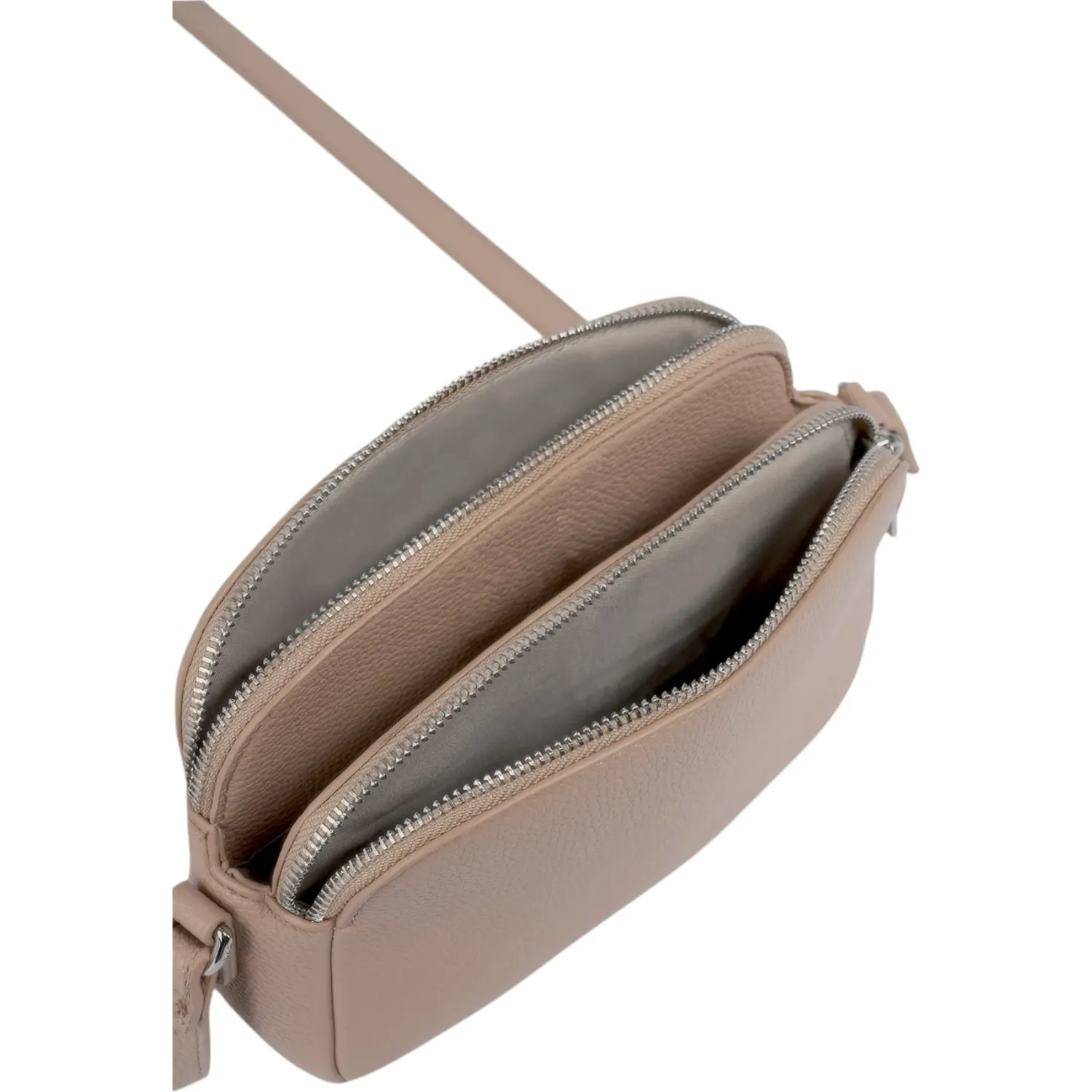 Bolso Crepier Crossbody Mujer Nelly Chico color topo | Platanitos