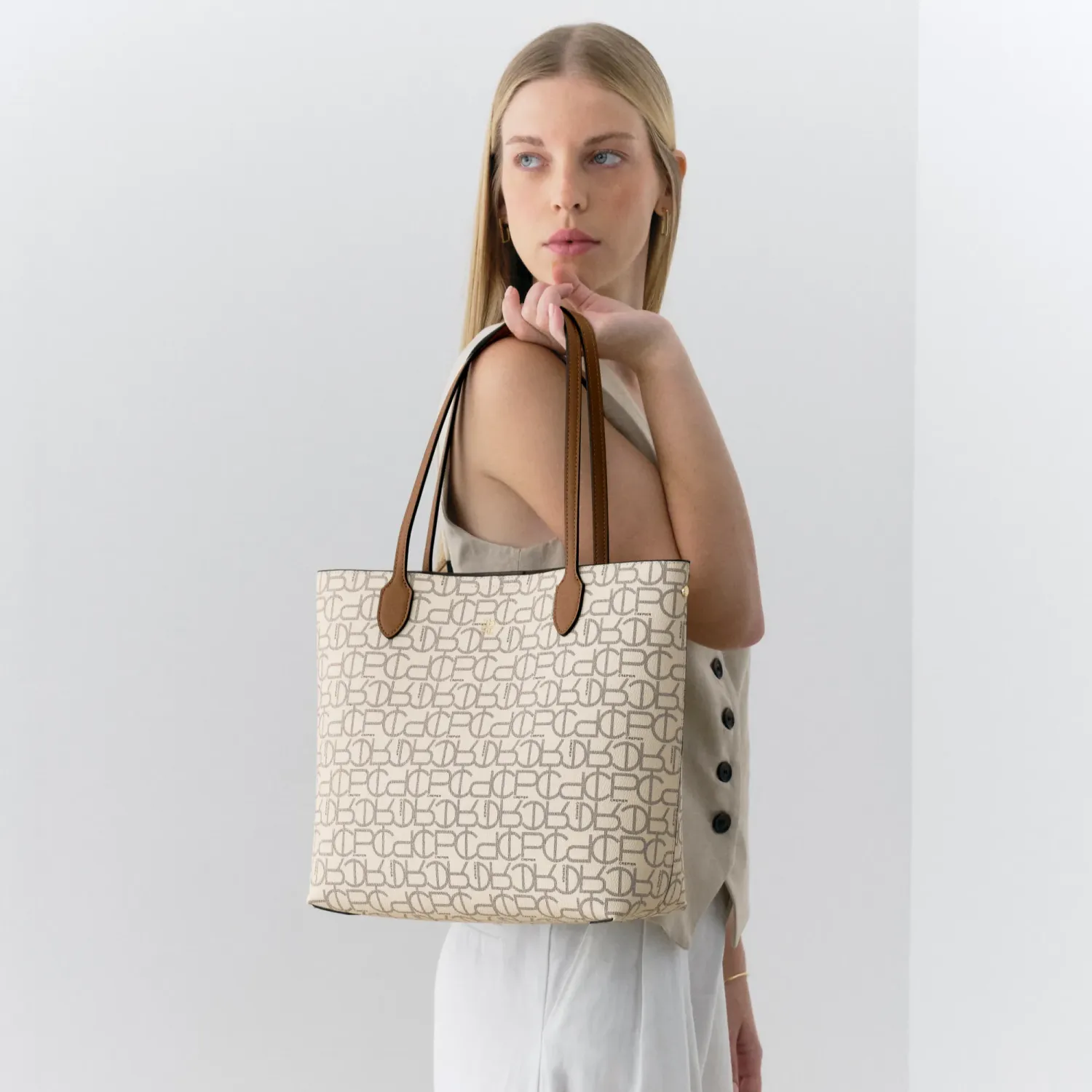 Tote Crepier Mujer Thais Grande color hueso | Platanitos