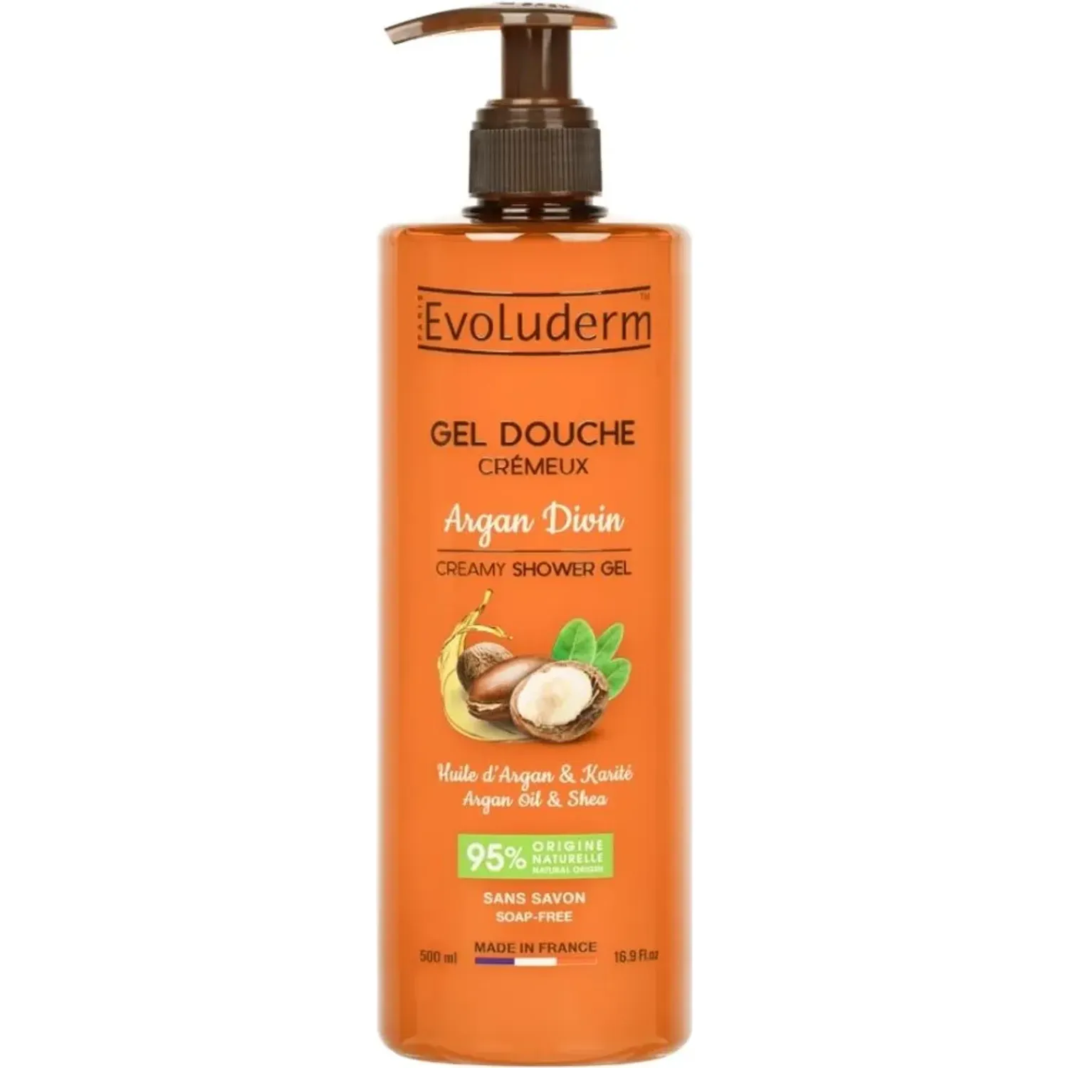 Evo Evoluderm Shower Gel Argan Divin 500ml color naranja | Platanitos