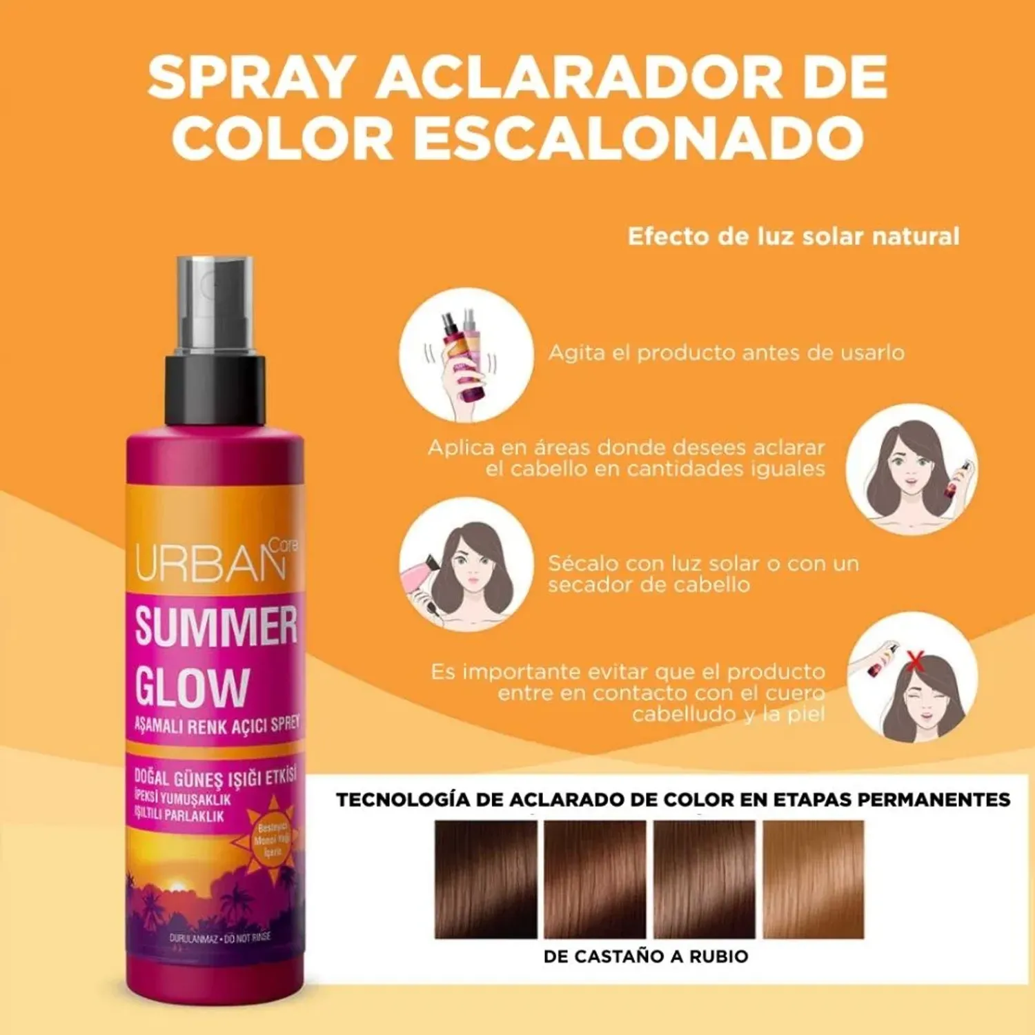 Uc Urban Care Summer Glow Progressive Lightening Spray 150ml color naranja / fucsia | Platanitos