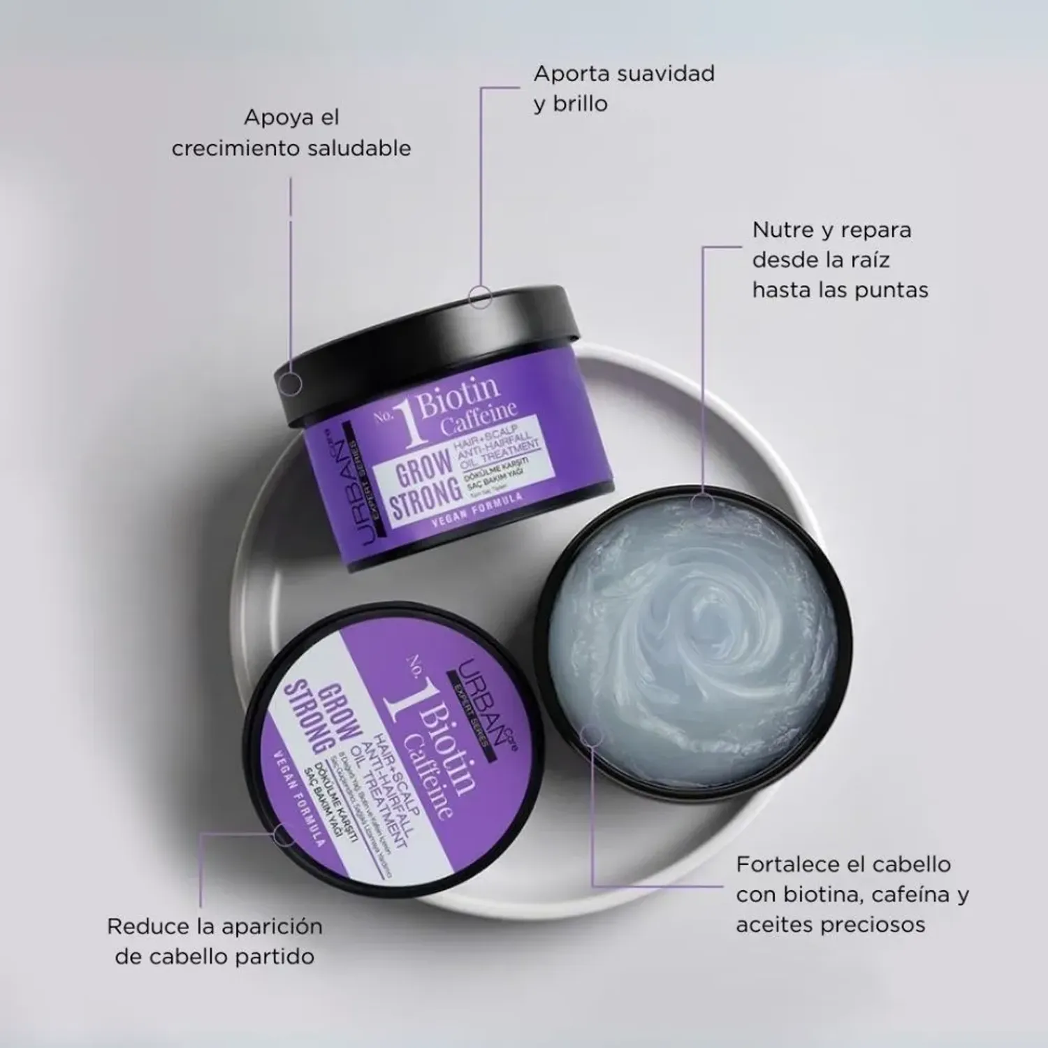 Uc Urban Care Expert Biotin Hair Scalp + Oil Treatm. Grow Strong 240ml color morado | Platanitos