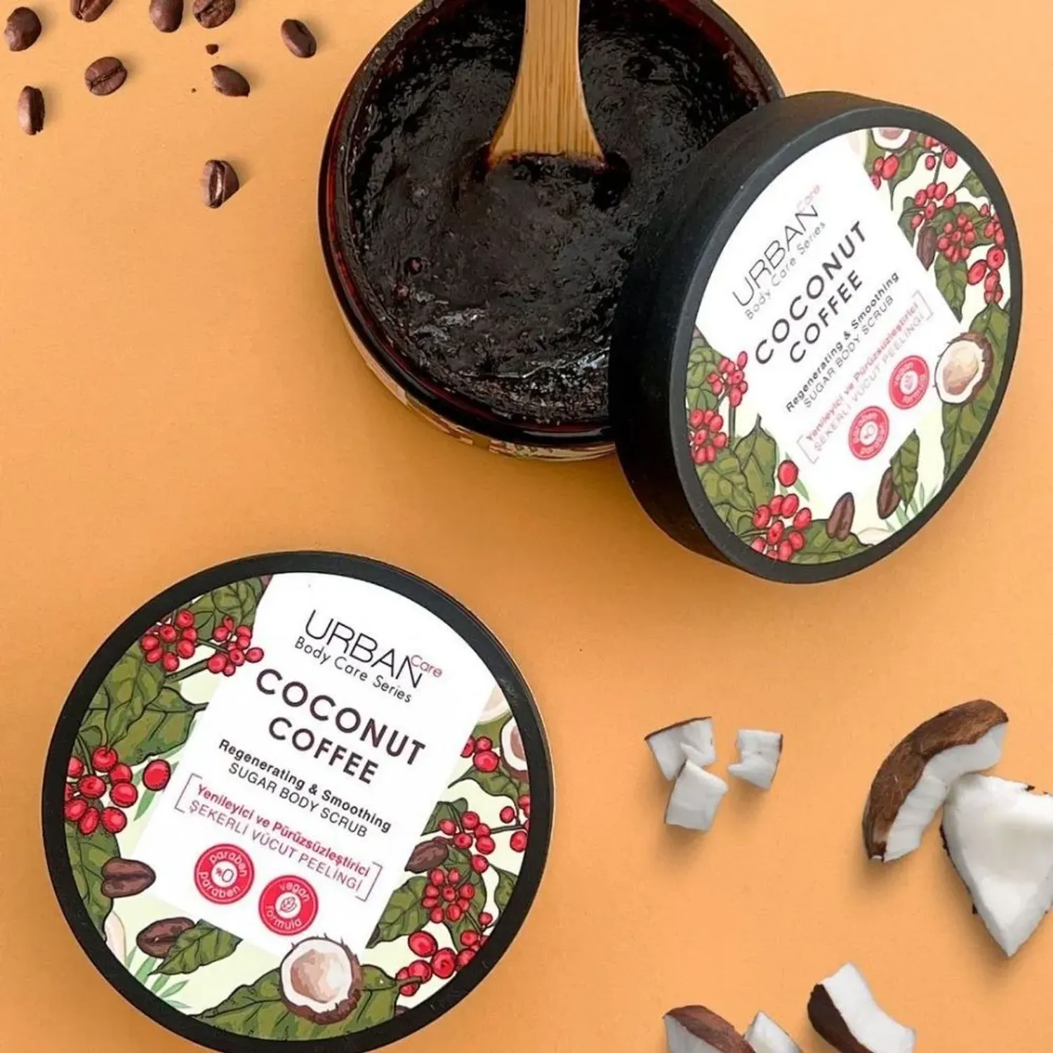 Uc Urban Care Body Scrub Sugar Coconut Coffee Regenerate&smooth 280g color rojo / verde | Platanitos