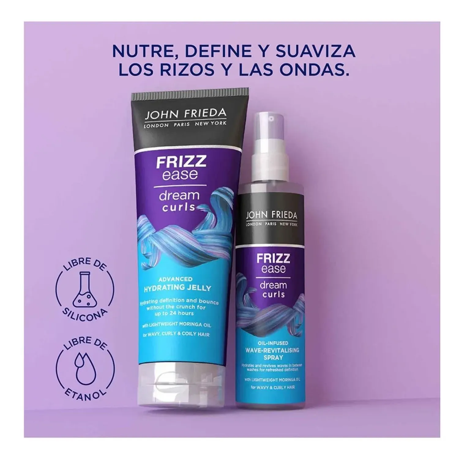 Jf John Frieda Fe Dream Curls Wave Revival Spray color morado / celeste | Platanitos