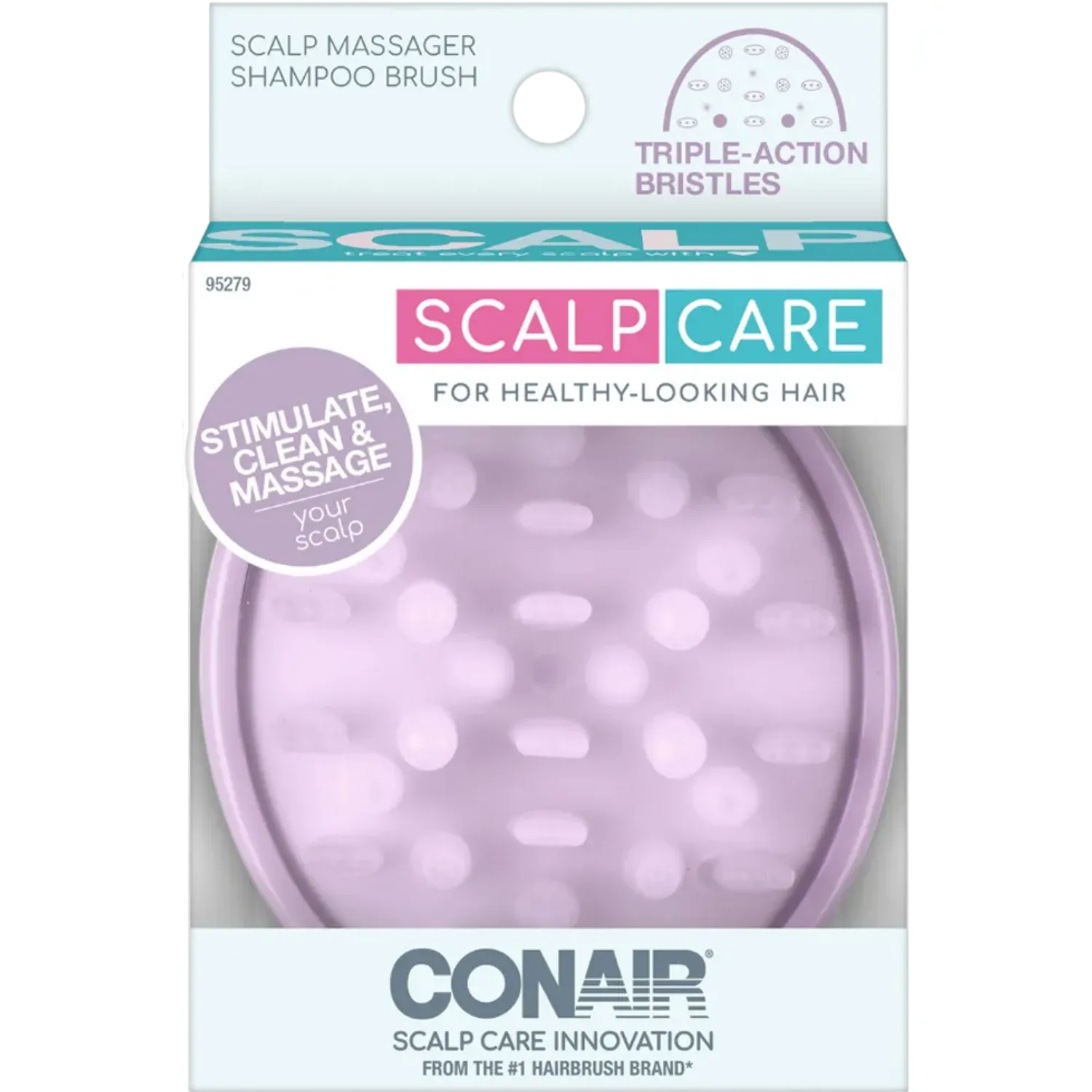 Co Conair Cepillo Scalp Care Cerdas Triple Action color lila | Platanitos