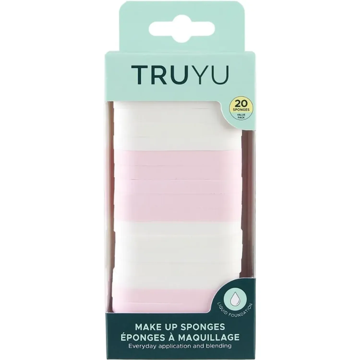 Truyu Truyu Sponge 20pk Makeup 10-1076 color blanco / rosado | Platanitos