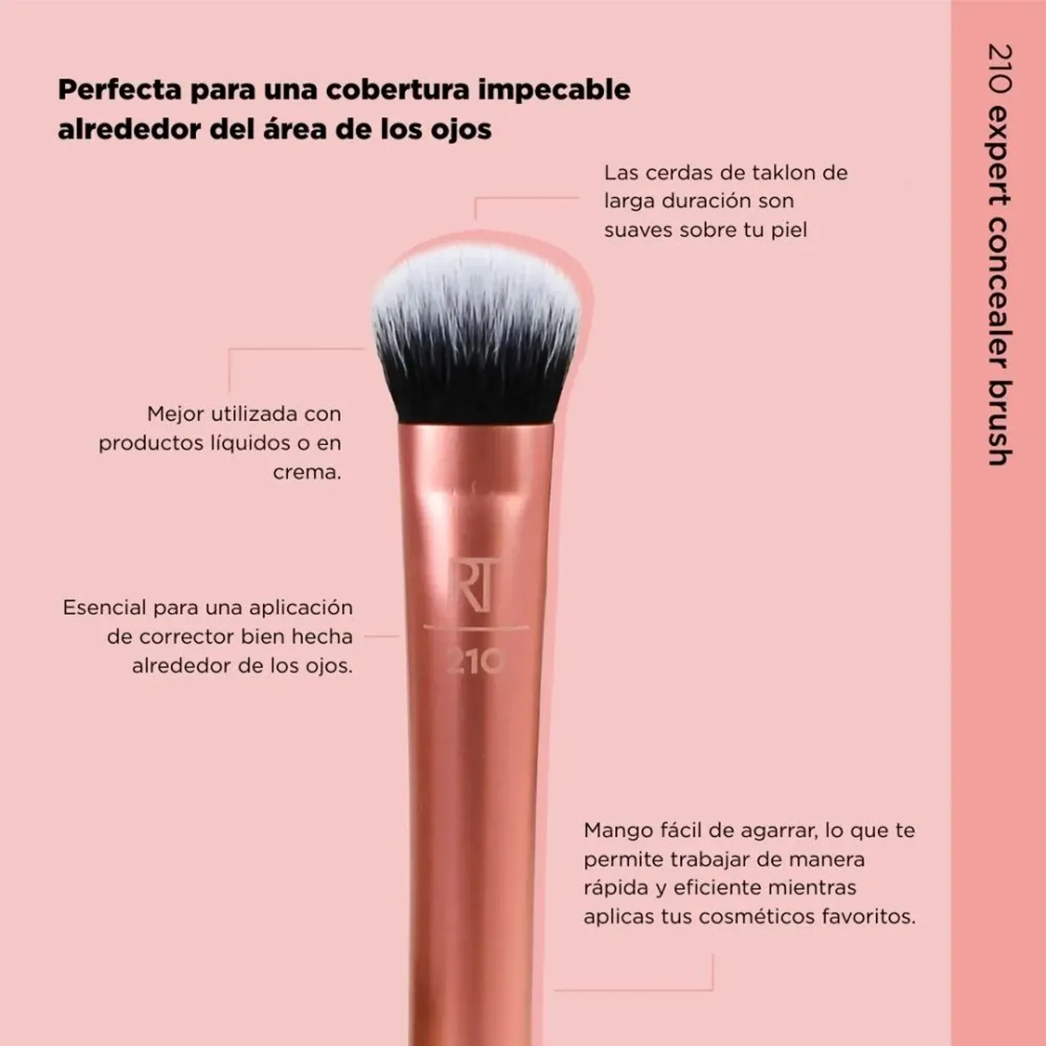 Rt Real Techniques Brocha 210 Expert Concealer color rosa gold | Platanitos