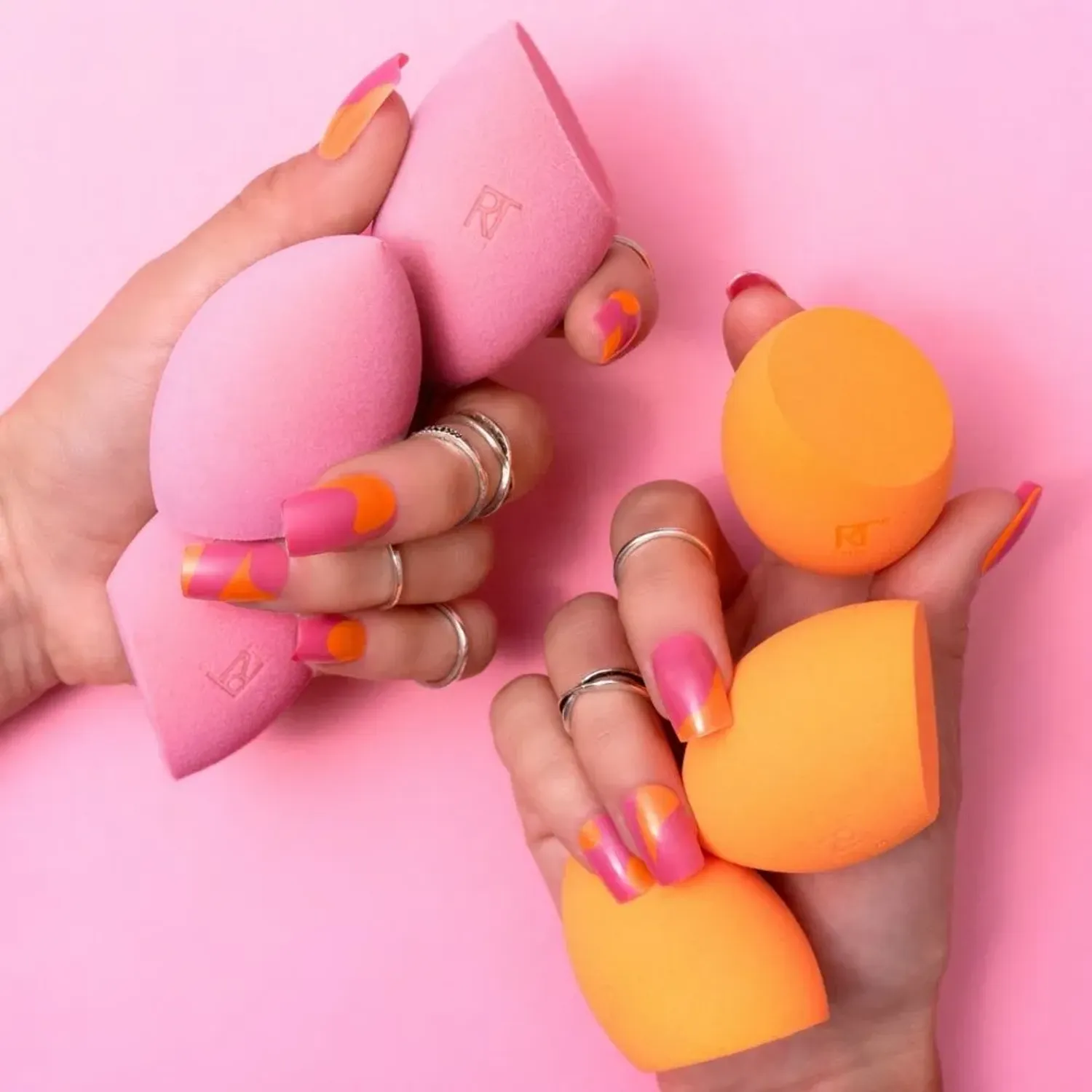 Rt Real Techniques Esponja Miracle Complexion&powder 2pk color naranja / rosado | Platanitos
