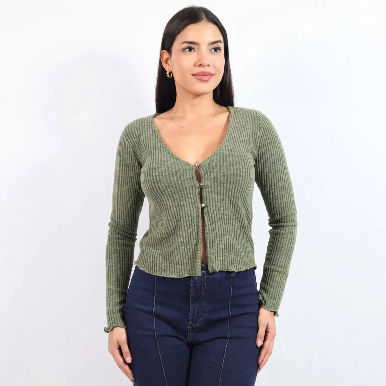 Cardigan Jarola Chompero Antonella color verde | Platanitos