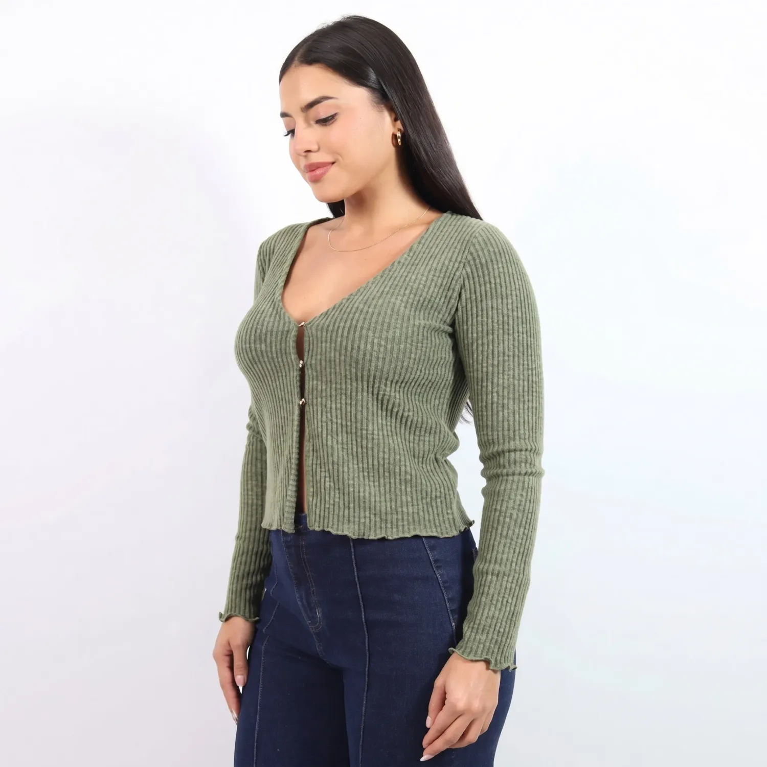 Cardigan Jarola Chompero Antonella color verde | Platanitos