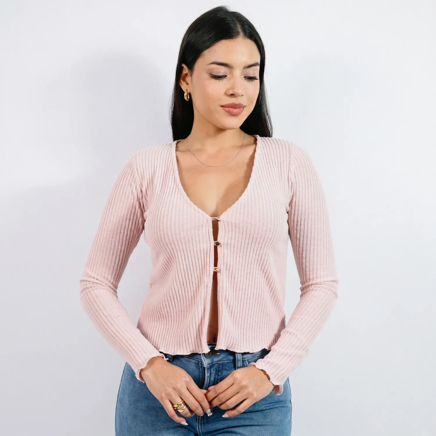 Cardigan Jarola Chompero Antonella color rosado | Platanitos