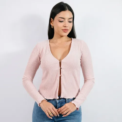 Cardigan Jarola Chompero Antonella color rosado | Platanitos