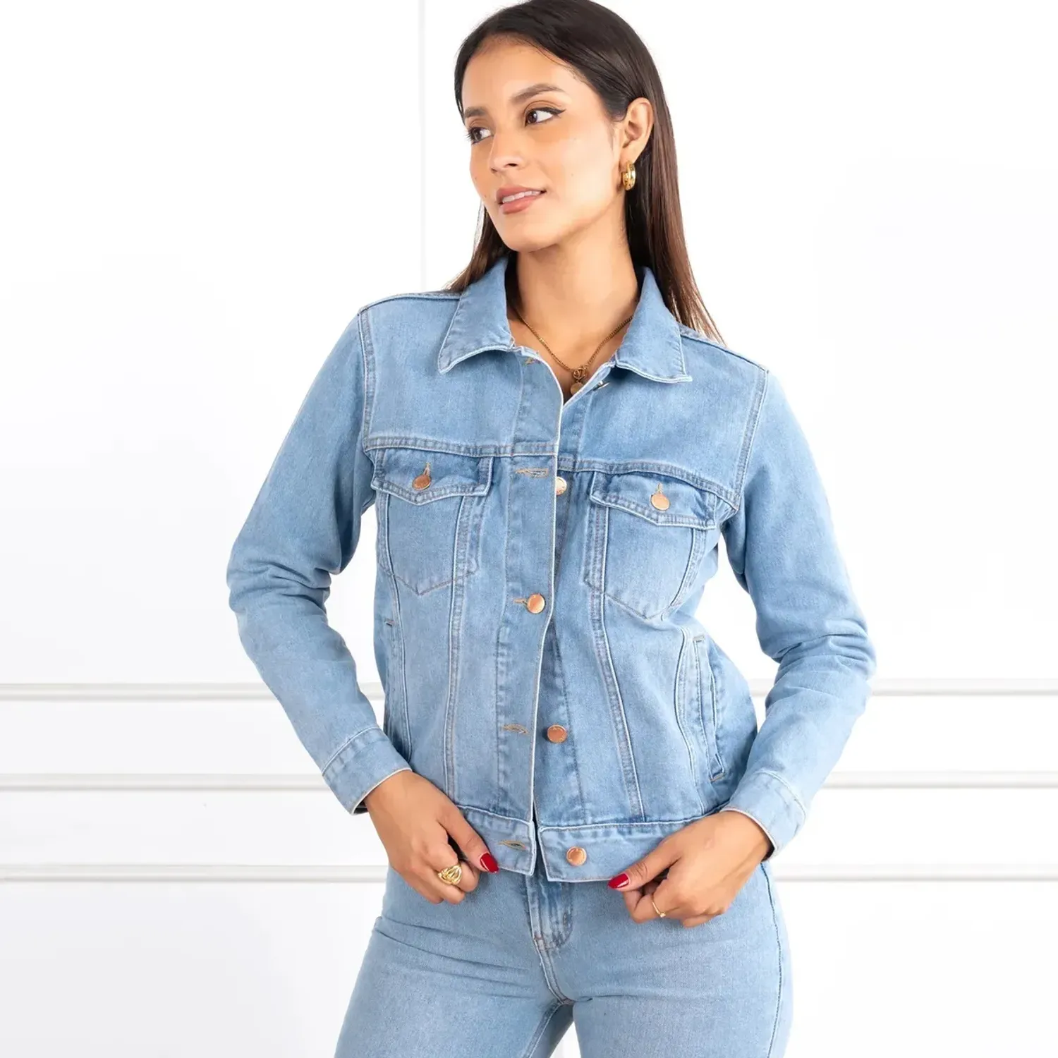 Casaca Jarola Denim Mary color celeste | Platanitos