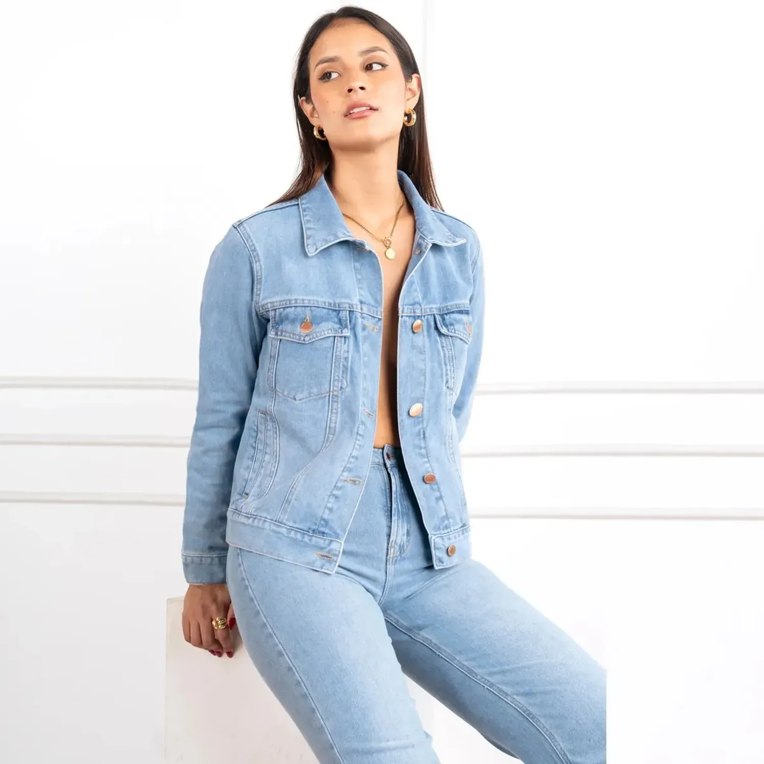 Casaca Jarola Denim Mary color celeste | Platanitos