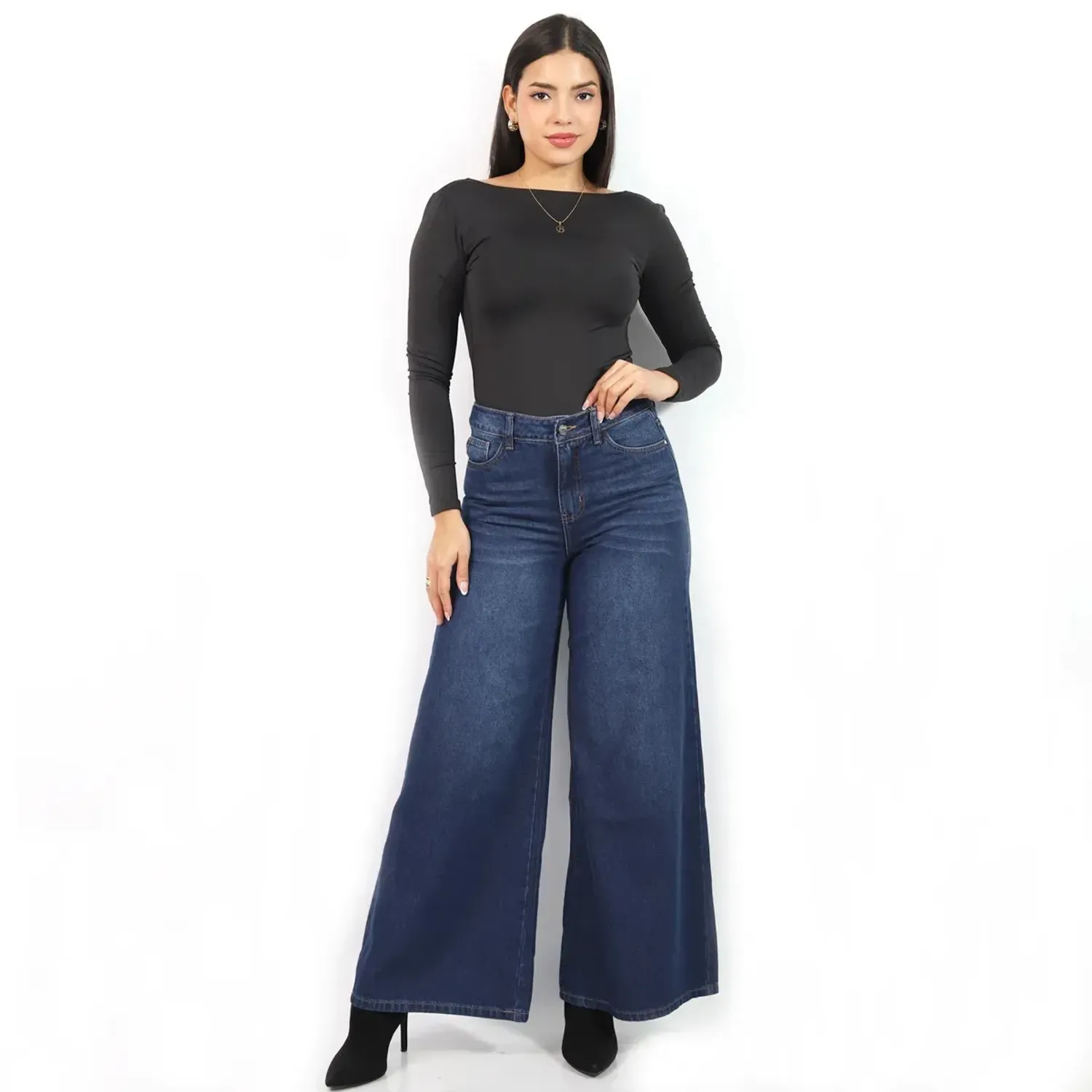 Pantalón Jarola Palazo Denim Angela color azul | Platanitos