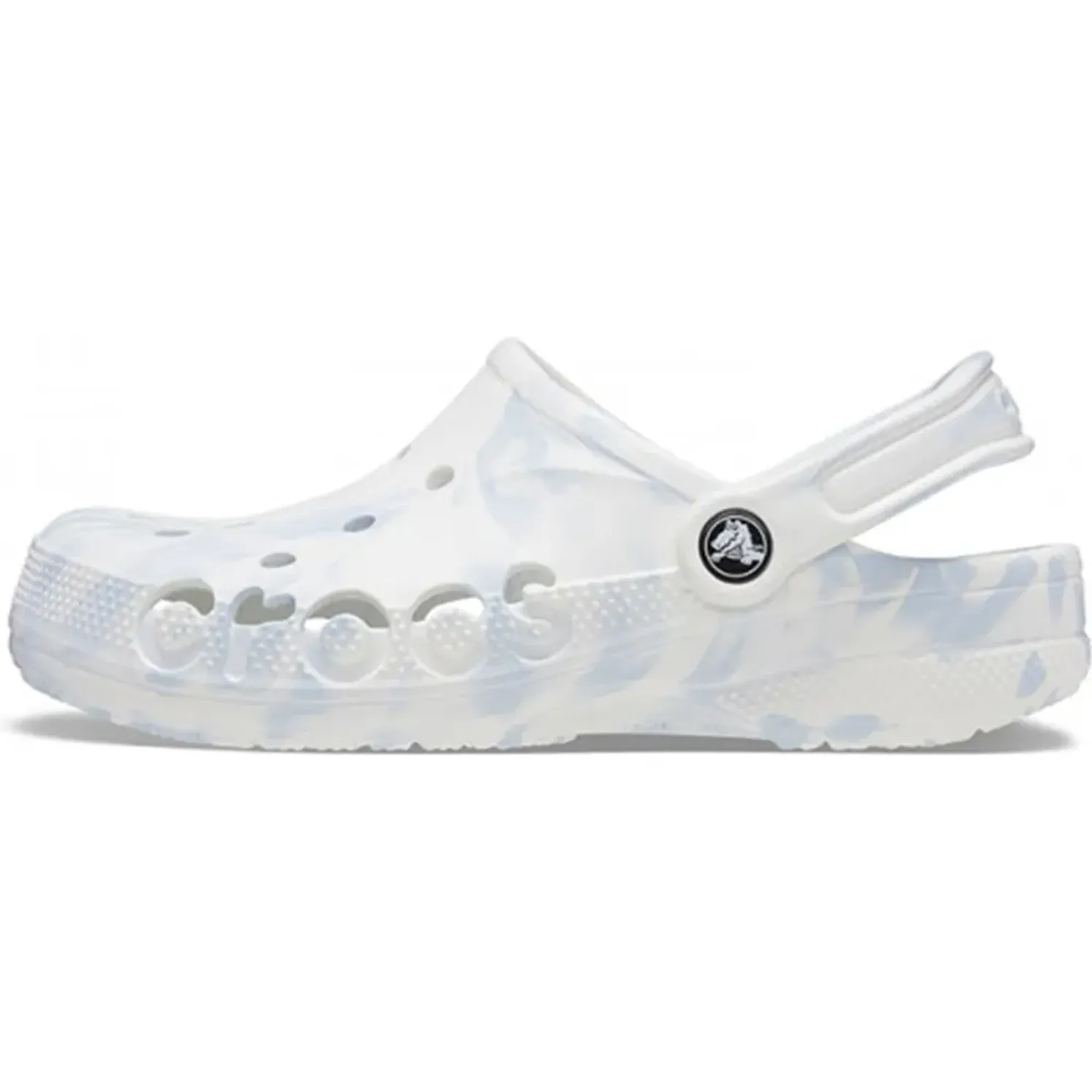 Zuecos Crocs Unisex Adulto Baya Marbled Clog color blanco / celeste | Platanitos