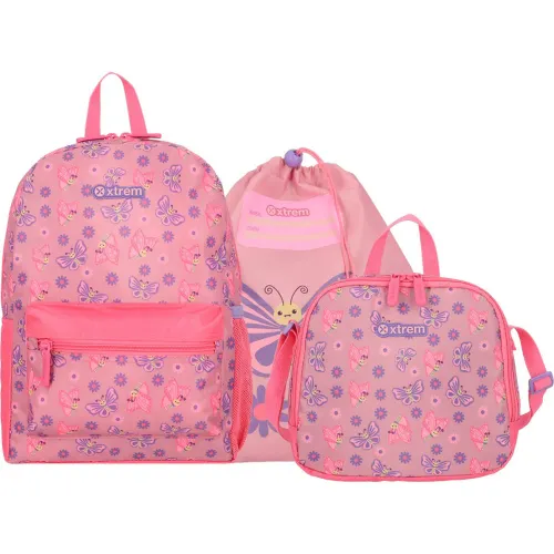 Set Xtrem Mochila Niña Minipack 6xt color rosado | Platanitos
