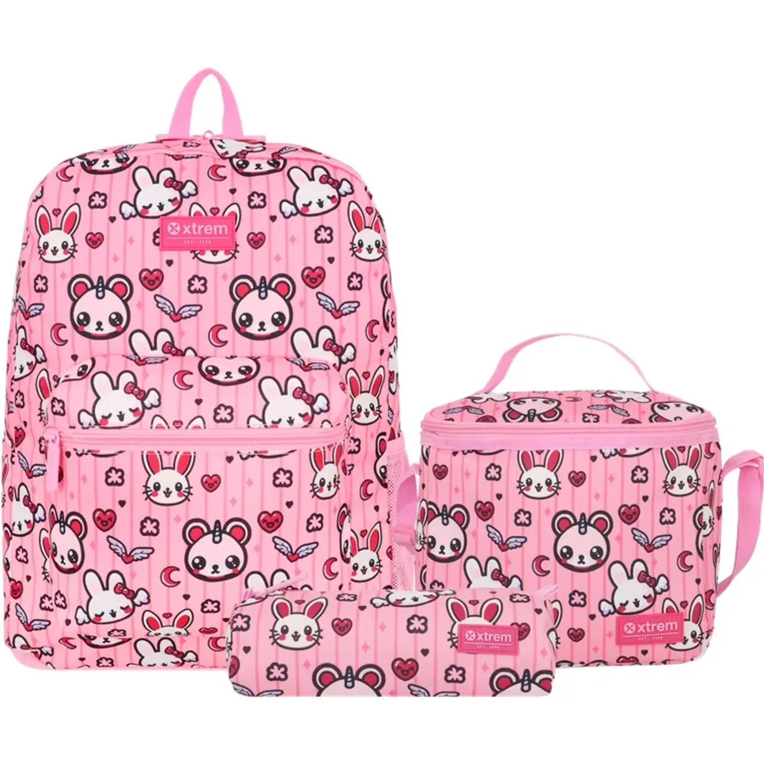 Set Xtrem Mochila Niña Triple Pack 6xt color rosado | Platanitos